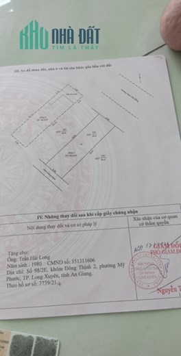Chính chủ cần bán nhà đất tại Phường Mỹ Phước, TP Long Xuyên, An Giang