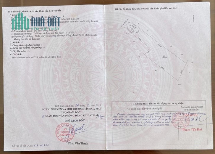 ĐẤT ĐẸP - GIÁ TỐT - Cần Bán 2 LÔ ĐẤT Liền Kề Tại Thạnh Phú - Cái Nước - Cà Mau
