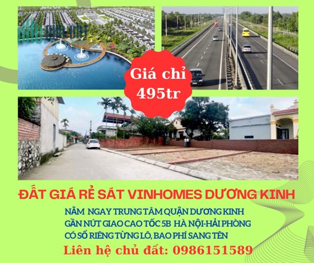 Cần tiền bán nhanh lô đất sát khu đô thị Vinhomes Dương Kinh