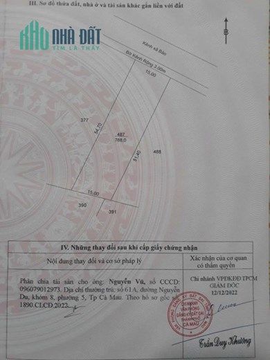Chính chủ cần bán Nhanh Lô Đất Thuộc Xã Lý Văn Lâm  – Phường 8– TP Cà Mau