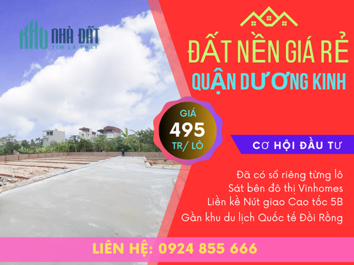Bán nhanh lô đất Hòa Nghĩa, Dương Kinh, Hải Phòng giá 495 triệu - 0924855666