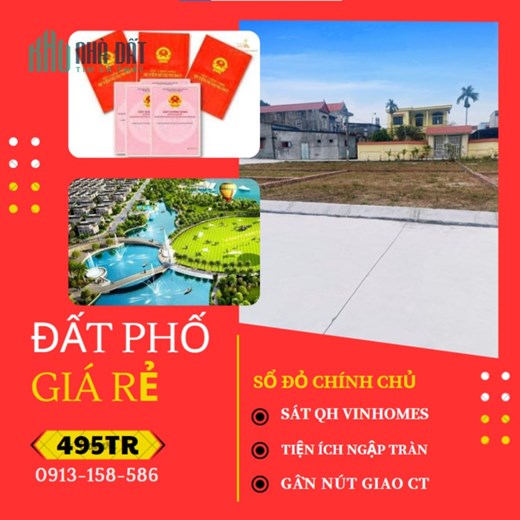 Bán 2 lô đất liền kề nằm ngay trung tâm quận Dương Kinh. giá 495tr/lô.