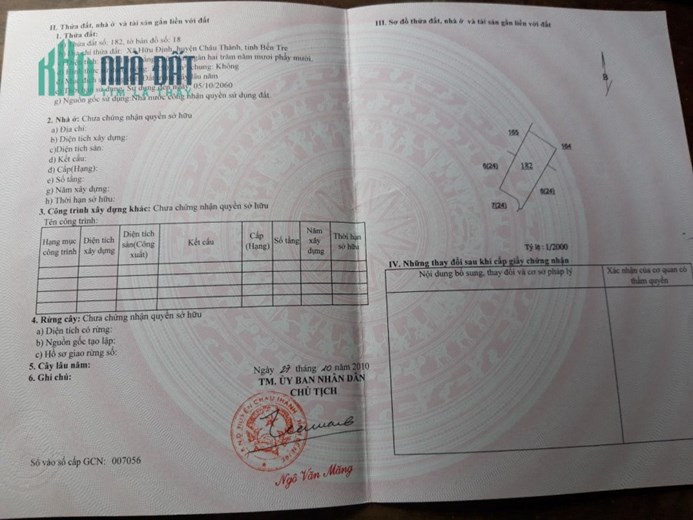 CHÍNH CHỦ BÁN 4,5 CÔNG ĐẤT SỔ HỒNG RIÊNG GIÁ RẺ MT ĐƯỜNG 173-HỮU ĐỊNH