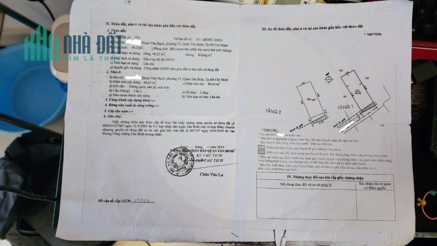 CHÍNH CHỦ BÁN NHÀ 48M2 1 TRỆT, 1 LẦU (TÂN BÌNH)
