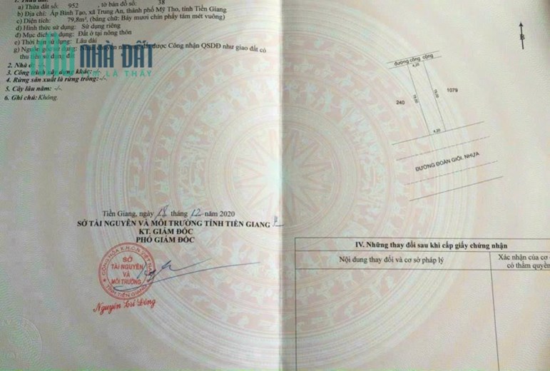 BÁN GẤP- GIÁ BẤT CHẤP Đất Thổ Cư Gần Trường Chuyên TP Mỹ Tho