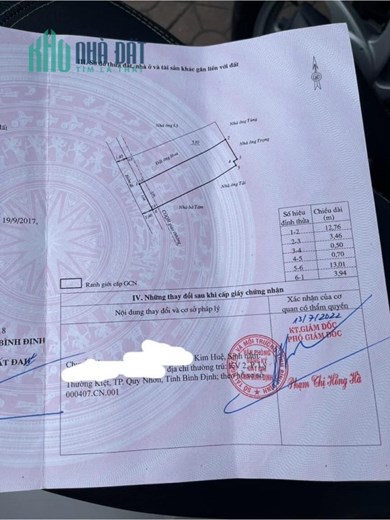 Bán Nhà Hẻm Nguyễn Huệ P.Trần Phú Quy Nhơn , 54,58m2  , 1 Mê , Giá 2 Tỷ 350Tr