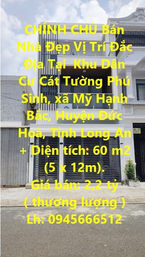 CHÍNH CHỦ Bán Nhà  Đẹp Vị Trí Đắc Địa Tại Đức Hoà Tỉnh Long An