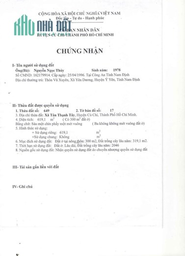 Chính Chủ Bán Nhà Xưởng Mặt Tiền Đường 28, Xã Tân Thạnh Tây, Huyện Củ Chi