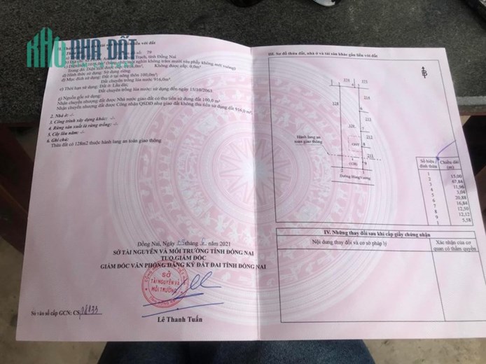 Bán đất MT Hùng Vương 15x68m (100m2 TC) giá 16,3 tỷ.