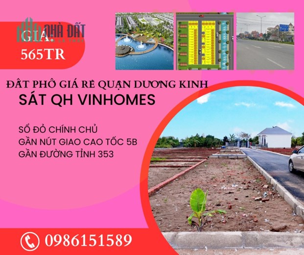 Cần tiền bán nhanh lô đất sổ đỏ giá rẻ gần Vinhomes Dương Kinh
