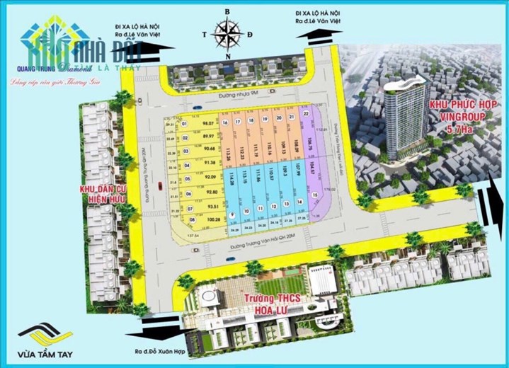 Lô đất dự án đường Quang trung hiệp phú DT 110m, khu vip