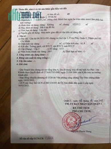 NHANH TAY Sở Hữu Ngay CĂN HỘ Đẹp Tại Lô B1 Chung Cư An Lộc 1, Quận 2