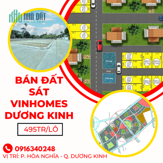 Bán lô đất ở P. Hòa Nghĩa - Q. Dương Kinh, gần VinHome 240ha