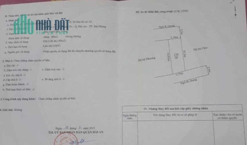 Bán nhà mặt ngõ ô.tô đỗ cửa 40m 3 tầng GIÁ 2.5 tỉ tại Ngô Gia Tự gần Cát Bi