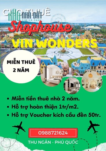 CHO THUÊ SHOPHOUSE VIN WONDERS Tại Phú Quốc, Kiên Giang