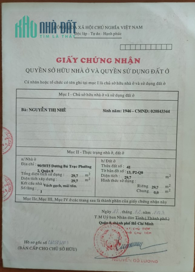 Bán nhà đường Dương Bá Trạc P2Q8 DT 4x8 chỉ 5.6 tỷ. Lh:0908121787