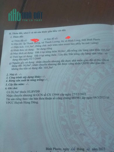 Chính Chủ Cần Bán Lô Đất Nền Trục Đường Chính Thanh Hương – Bình Phước – Giá Rẻ.