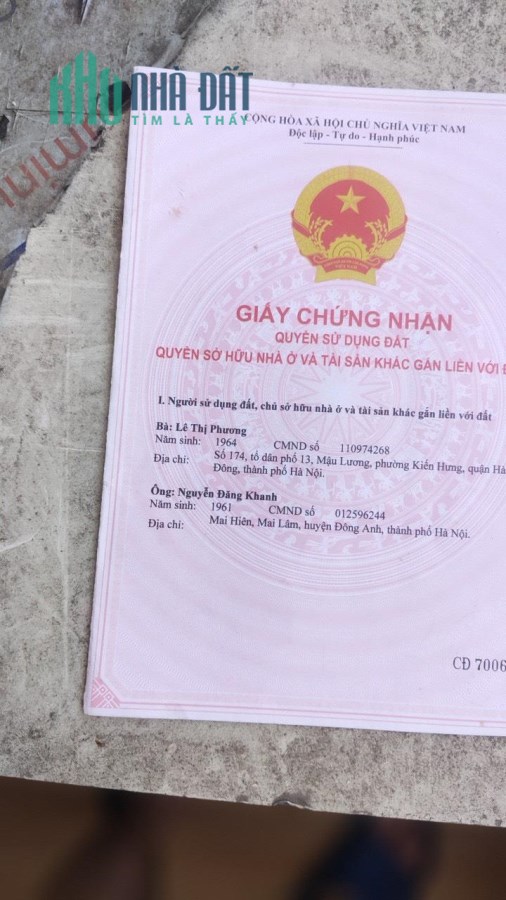 BÁN ĐẤT NỀN DỰ ÁN GIÁ RẺ - SỔ ĐỎ CHÍNH CHỦ TẠI HÀ NỘI