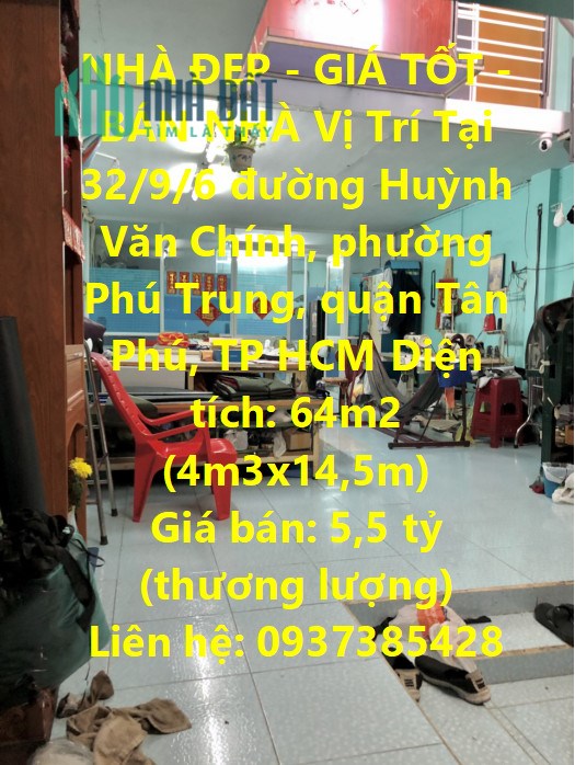 NHÀ ĐẸP - GIÁ TỐT - BÁN NHÀ Vị Trí Tại Phường Phú Trung, Quận Tân Phú