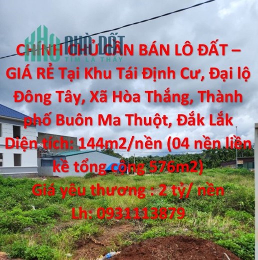 CHÍNH CHỦ CẦN BÁN LÔ ĐẤT – GIÁ RẺ Tại TP Buôn Ma Thuột, Đắk Lắk