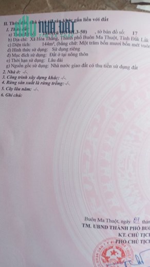 CHÍNH CHỦ CẦN BÁN LÔ ĐẤT – GIÁ RẺ Tại TP Buôn Ma Thuột, Đắk Lắk
