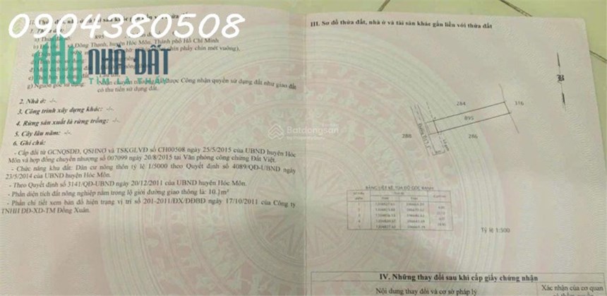 Cần bán đất mặt tiền Đông Thạnh 1 - 3, cách Hương lộ 80B (Trịnh Thị Dối) 150m Ấp 6 Đông Thạnh, Hóc