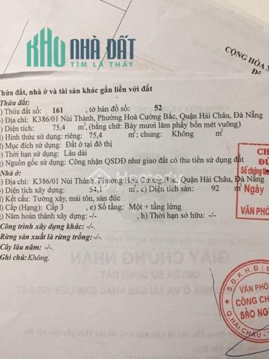 Chính Chủ Bán nhà Kiệt 386 Đường Núi Thành, P.Hòa Cường Bắc, Hải Châu, Đà Nẵng