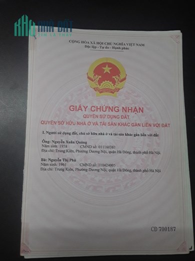BÁN NHÀ RIÊNG TẠI TỔ DÂN PHỐ HOÀNH HANH DƯƠNG NỘI HÀ ĐÔNG.