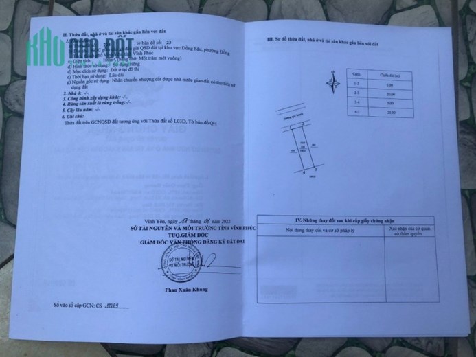Bán đất khu Đồng Sậu, Đồng Tâm, Vĩnh Yên. DT 100m2