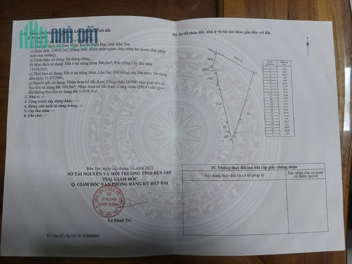 ĐẤT CHÍNH CHỦ - Cần Bán Nhanh Lô Đất tại Xã Tam Hiệp, Huyện Bình Đại, Bến Tre