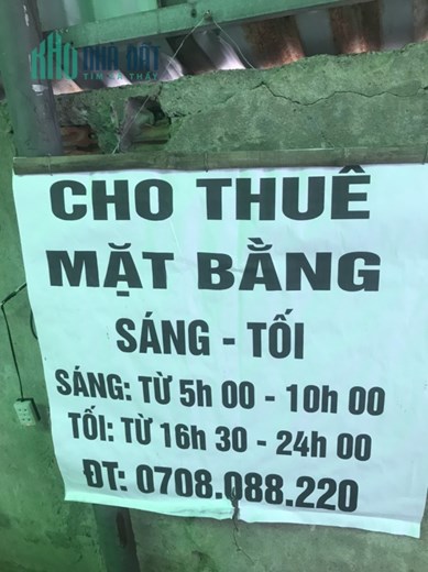 CẦN CHO THUÊ MẶT BẰNG SÁNG - TỐI ĐỐI DIỆN BỆNH VIỆN UNG BỨU - ĐƯỜNG HOÀNG THỊ LOAN