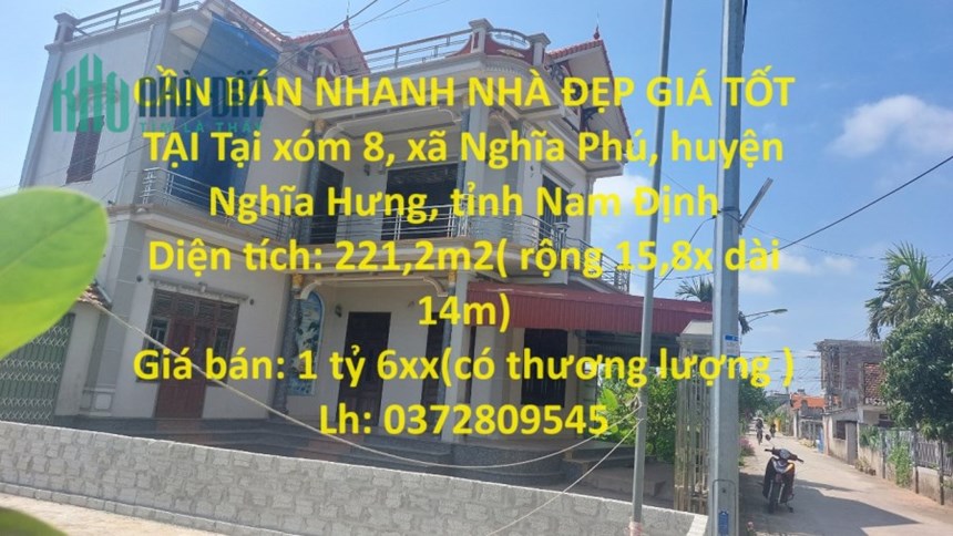 CẦN BÁN NHANH NHÀ ĐẸP GIÁ TỐT TẠI Tại huyện Nghĩa Hưng tỉnh Nam Định