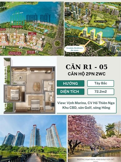 Chính chủ cần bán CH 2PN 2VS R1 - 05, tầng cao tòa R1 - Swan Lake Onsen