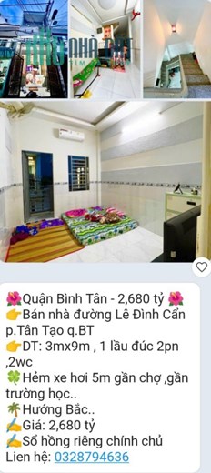 Bán nhà khu vực TPHCM, DT đa dạng, Sổ hồng có sẵn, giá cả hợp lý: Lh:0329974636