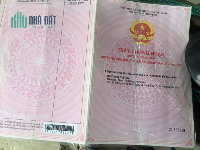 CHÍNH CHỦ BÁN 3,3 CÔNG ĐẤT SỔ HỒNG RIÊNG GIÁ RẺ MT TRUNG TÂM BA TRI-BẾN TRE