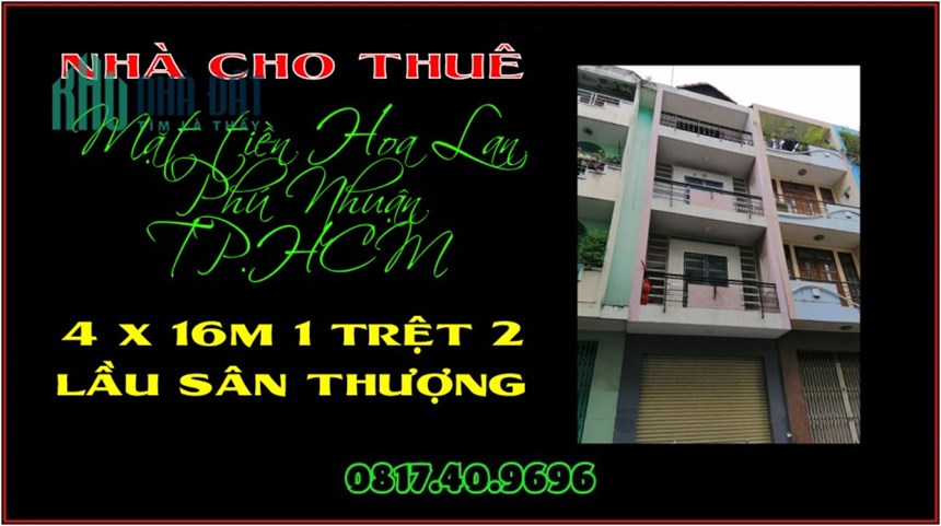 Cho thuê rẻ nguyên căn 4 x 16m 1 trệt 3 lầu Hoa Lan Phú Nhuận TP.HCM