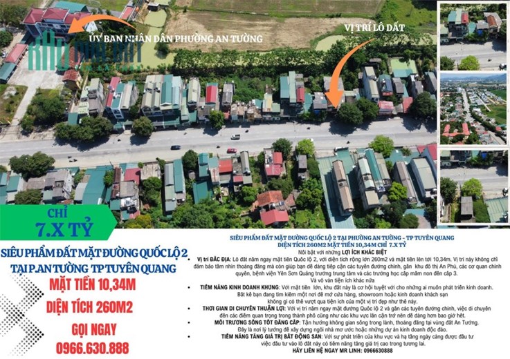 Nhà mặt đường  QL2 Cách khu đô thị An Phú 400m mặt tiền 10,34m chỉ 6,9x