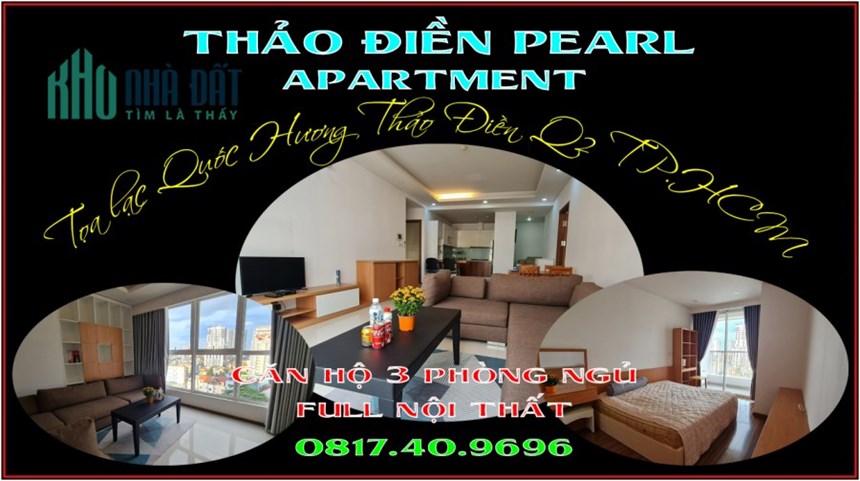 Cho thuê rẻ căn hộ Thảo Điền Pearl 3 phòng ngủ full nội thất trung tâm Q2 TP.HCM