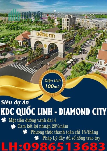 ĐẤT NỀN Dự Án KDC QUỐC LINH - DIAMOND CITY GIÁ SIÊU RẺ CAM KẾT LỢI NHUẬN 20%/ NĂM
