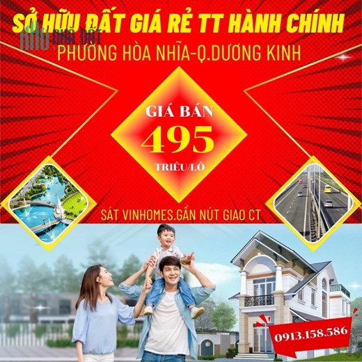 CHỈ 495TR SỞ HỮU NGAY CHO MÌNH LÔ ĐẤT ĐẦY TIỀM NĂNG SÁT KĐT VINHOMES DƯƠNG KINH