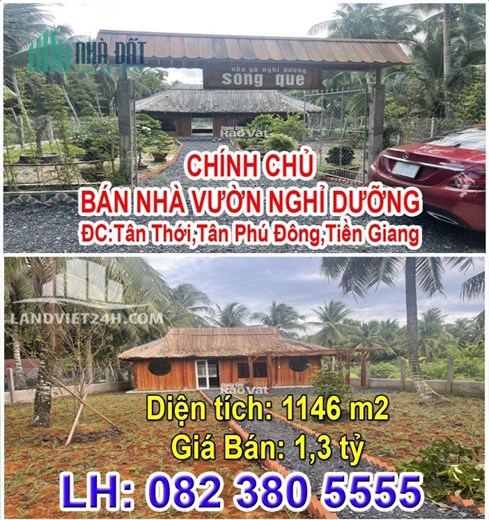 CHÍNH CHỦ BÁN NHÀ VƯỜN NGHỈ DƯỠNG.  Xã Tân Thới, Huyện Tân Phú Đông