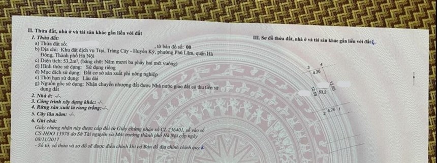 Bán 53.2m Phú Lãm – Hà Đông Đất Dịch Vụ Đối Diện Công Viên Giá 4.2 Tỷ
