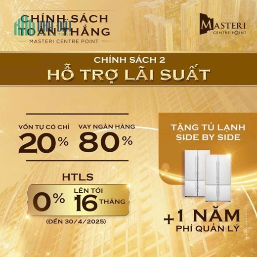 Chính sách toàn thằng vơi Căn hộ Masteri Centre Point cam kết sinh lời 0902848900