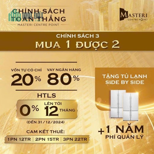 Chính sách toàn thằng vơi Căn hộ Masteri Centre Point cam kết sinh lời 0902848900