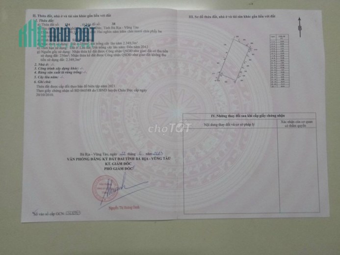 Chính chủ cần bán đất địa chỉ: Đường số 1, Đức Mỹ, Xã Suối Nghệ, Huyện Châu Đức, Bà Rịa - Vũng Tàu