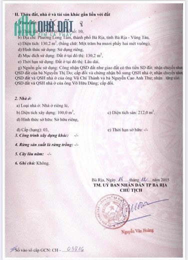 Cần Bán Nhà Mặt Tiền Vị Trí Đẹp Tại Tỉnh Bà Rịa - Vũng Tàu