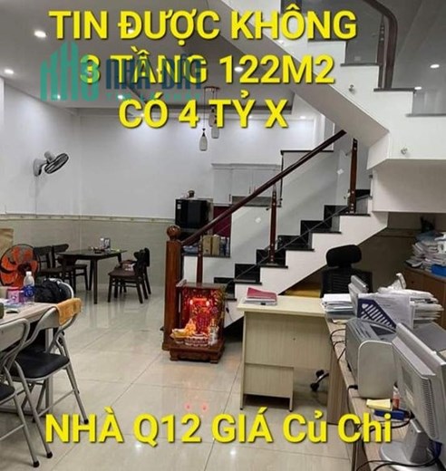 Kèo Thơm - 122m2 3 tầng giá có 4 tỷ x Phú Đông Quận 12 TPHCM