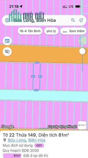 Bán đất MT D2 KDC Bửu Long, Biên Hòa: 4,5 x 18, giá 2,9 tỷ
