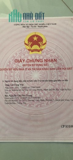 CHÍNH CHỦ CẦN BÁN NHÀ VIBA Ở PHƯỜNG THẮNG NHÌ - TP.VŨNG TÀU – TỈNH BÀ RỊA - VŨNG TÀU