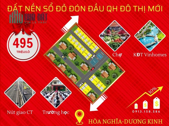 Chính chủ bán đất phố giá rẻ trung tâm quận Dương Kinh Hải Phòng sát với QH Vinhomes, giá chỉ